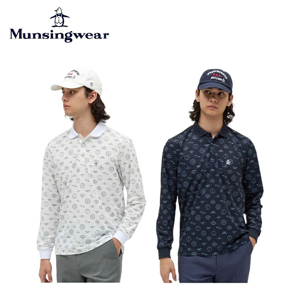 Munsingwear ロゴ総柄プリント長袖ポロシャツ 25FW MG5FLS80M
