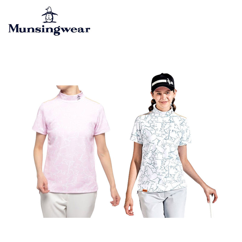 ベストスポーツ Munsingwear（マンシングウェア）製品。Munsingwear ENVOY SUNSCREEN ペンギンプリントハイネック半袖シャツ 24SS MEWXJA02