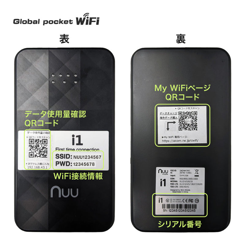 ベストスポーツ NUU Mobile（ヌーモバイル）製品。NUU Mobile Global Pocket WiFi i1 日本国内用データパック50GB付き