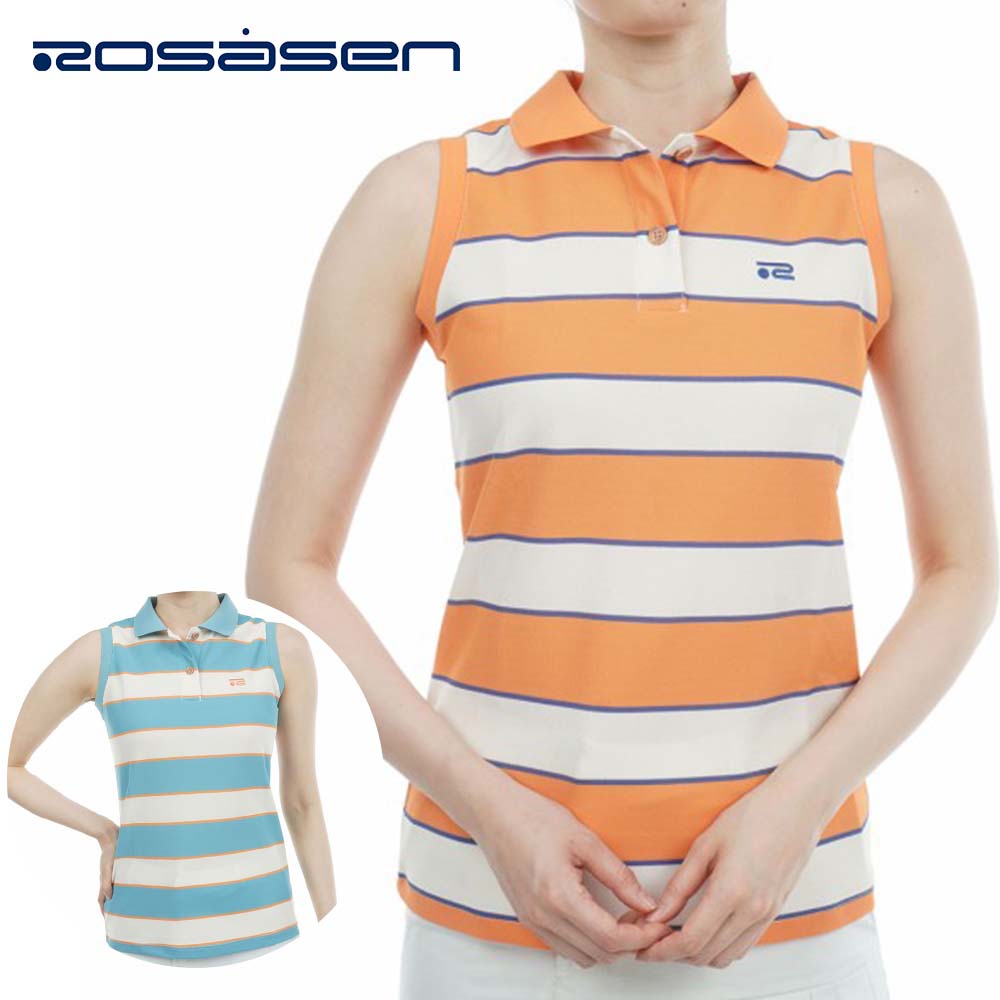 Rosasen 裏カノコ先染めボーダーノースリーブポロシャツ 23SS