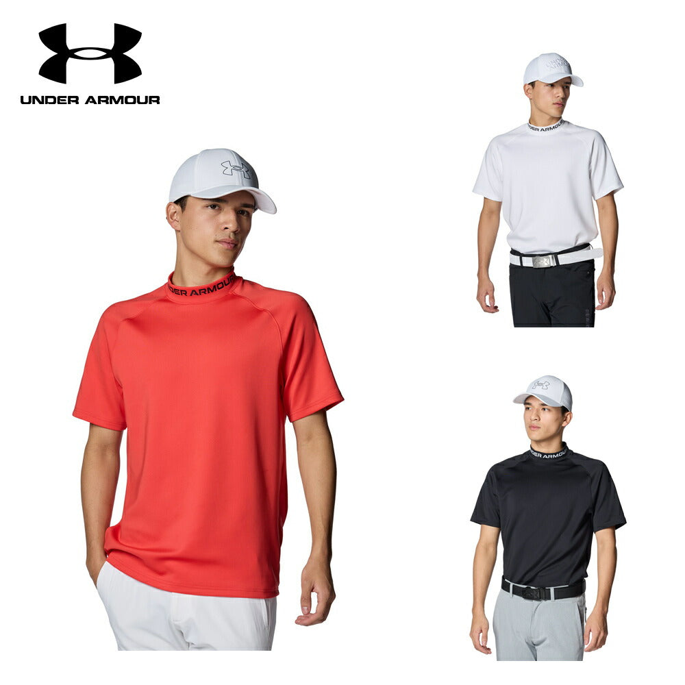 タグ付き アンダーアーマー 2024年 ゴルフウェア ワードマーク ノースリーブ UNDER ARMOUR UAワードマーク ショートスリーブ モックネック