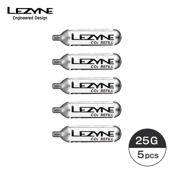 LEZYNE（レザイン） LEZYNE（レザイン）製品。LEZYNE レザイン 自転車 アクセサリー CO2ボンベ CO2 CARTRIDGE 25G SILVER 5PCS ネジ式 空気入れ 携帯 交換用 CO2カートリッジ インフレーター シルバー ツーリング ロードバイク クロスバイク