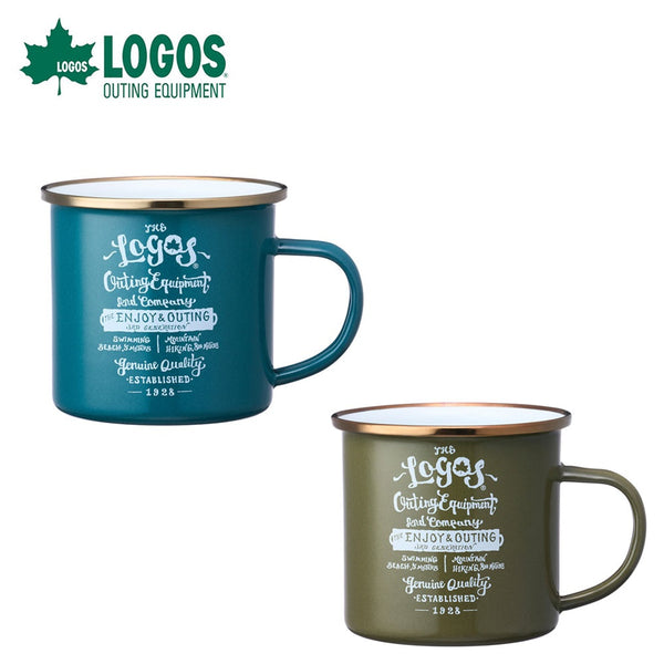 アウトドア LOGOS（ロゴス）製品。LOGOS ロゴス アウトドア キャンプ用食器 LOGOS クラシコホーローマグ 81280060 ブラスカラー口巻き レトロ スチール 琺瑯加工 ブルー オリーブ
