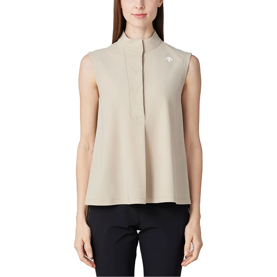 【未着用】DESCENTEレディース ノースリーブ シャツ タグ付 S DESCENTE GOLF スタンドカラースリーブレスシャツ 25SS DG5STZ04L