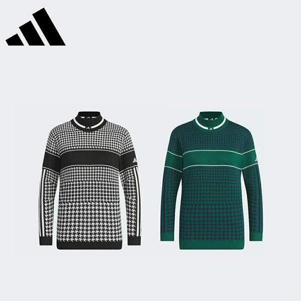 割引対象商品（3,000円以上） adidas（アディダス）製品。adidas PRIMEKNIT ハウンドトゥース モックネック セーター 24FW JSC04