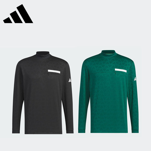 割引対象商品（3,000円以上） adidas（アディダスメイド）製品。adidas ジャカード UVケア付き モックネック 長袖シャツ 24FW JTY71