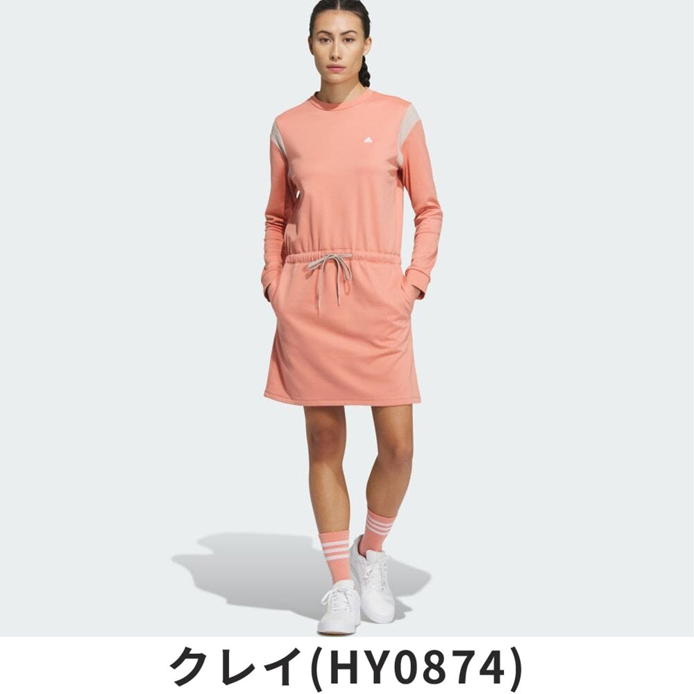 adidas golf ソリッド長袖ダウンワンピース adidas COLD.RDY クルーネック 長袖ワンピース 23FW MKR92 | 自転車