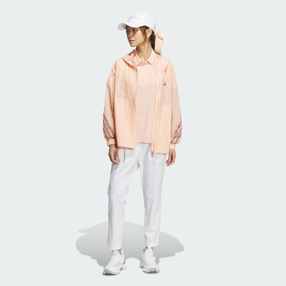 新品 アディダス M ピンクベージュ フルジップフーディー＆白スカート セット adidas 軽量 撥水 フルジップフーディー 25SS KTI87 | 自転車、ゴルフ