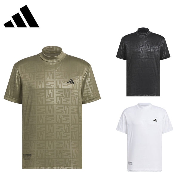 ゴルフ - ウェア adidas（アディダス）製品。adidas BOSロゴ柄デボス モックネック 半袖シャツ 25SS KVH25