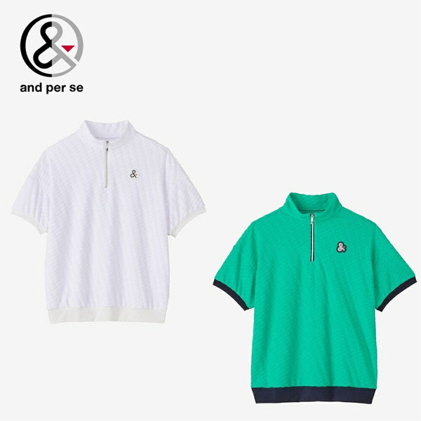 ゴルフ - ウェア and per se（アンパスィ）製品。and per se ドライジャカードパイル半袖ハーフジップシャツ(レディース) 24SS AFS9534V8
