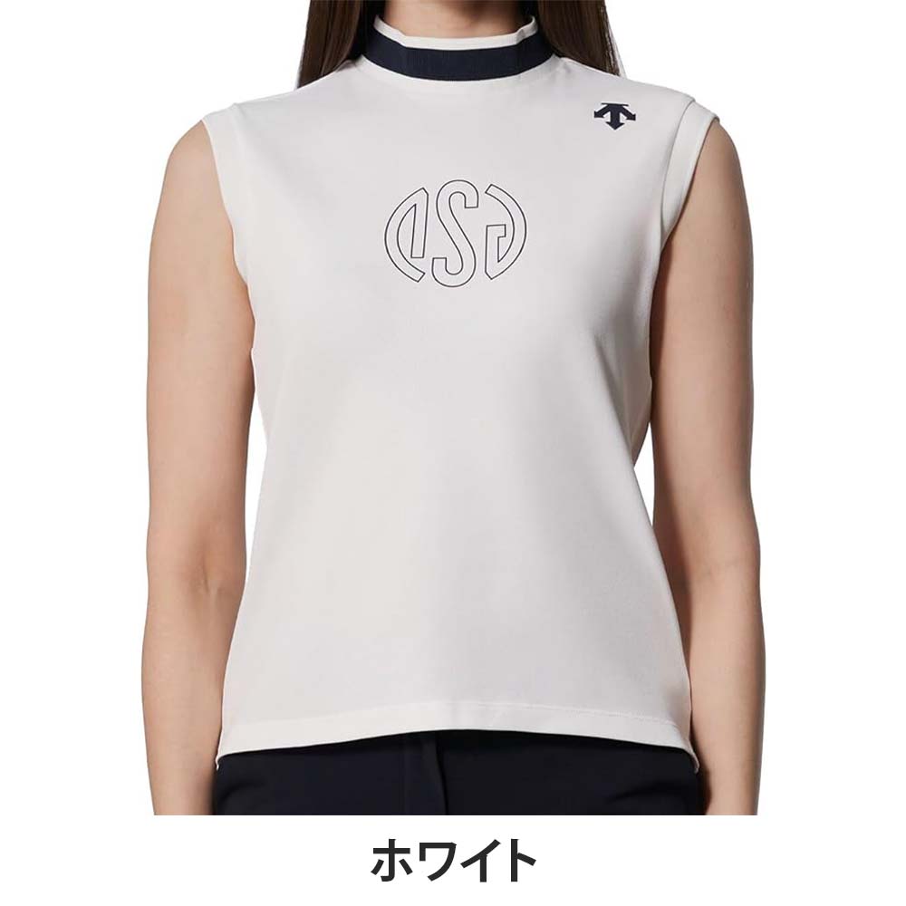 【DSG COLLECTION】モックネック鹿の子スリーブレスシャツ デサント ゴルフ レディース ゴルフウェア 半袖シャツ 春 夏