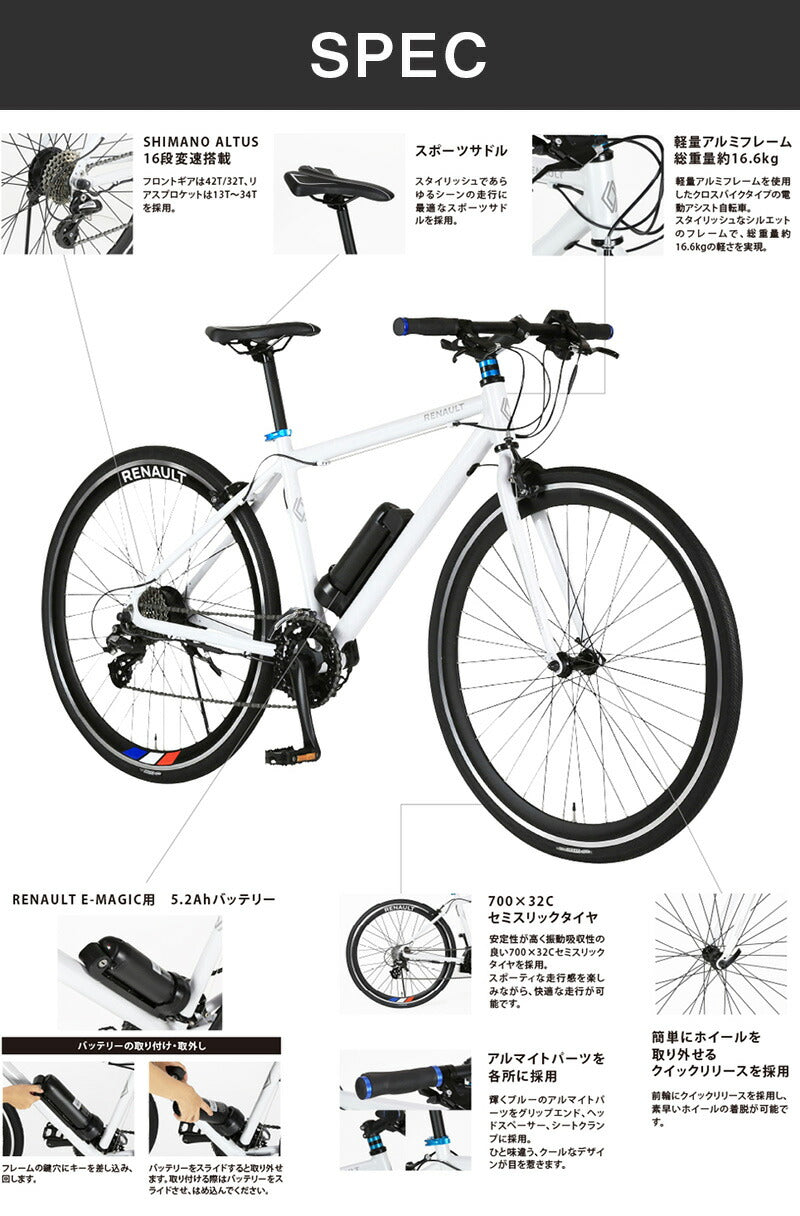 RENAULT（ルノー） E-BIKE E-MAGIC7016 61115-0199 | 自転車、ゴルフ、アウトドアのベストスポーツ本店