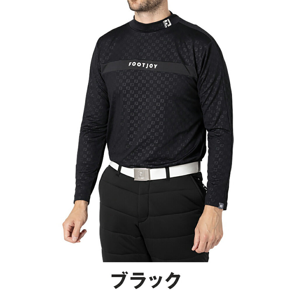 FOOTJOY 起毛FJエンボスプリント 長袖モックネックシャツ 24FW FJ-F24