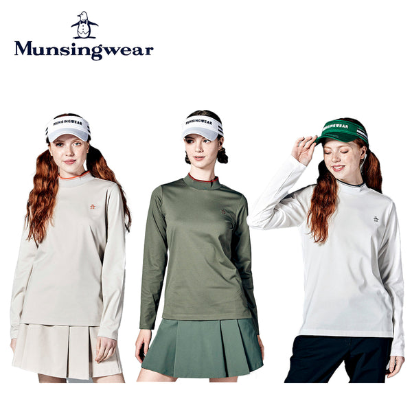 セール品 Munsingwear（マンシングウェア）製品。Munsingwear STANDARD COLLECTION SUNSCREEN編み立てリブモックネック長袖シャツ 23FW MGWWJB03
