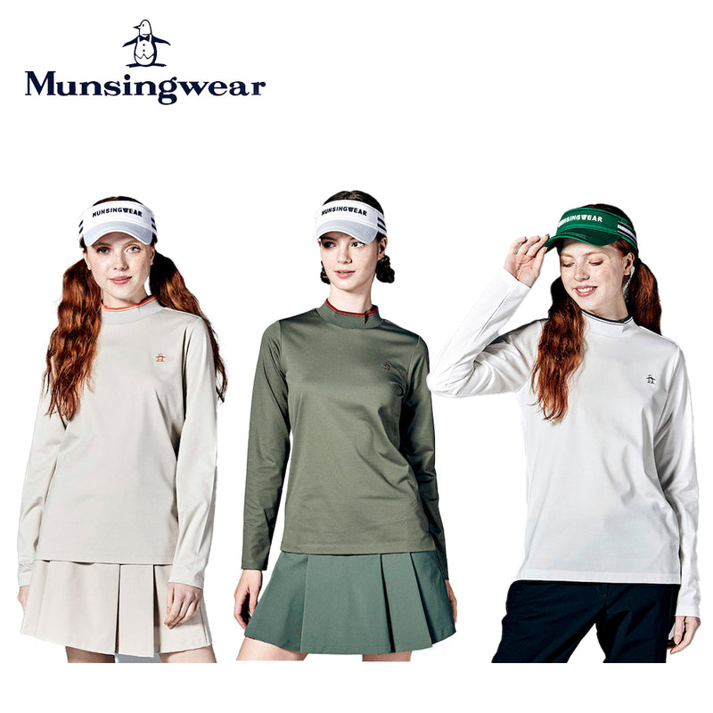 ベストスポーツ Munsingwear（マンシングウェア）製品。Munsingwear STANDARD COLLECTION SUNSCREEN編み立てリブモックネック長袖シャツ 23FW MGWWJB03