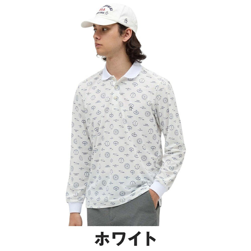ベストスポーツ Munsingwear（マンシングウェア）製品。Munsingwear ロゴ総柄プリント長袖ポロシャツ 25FW MG5FLS80M