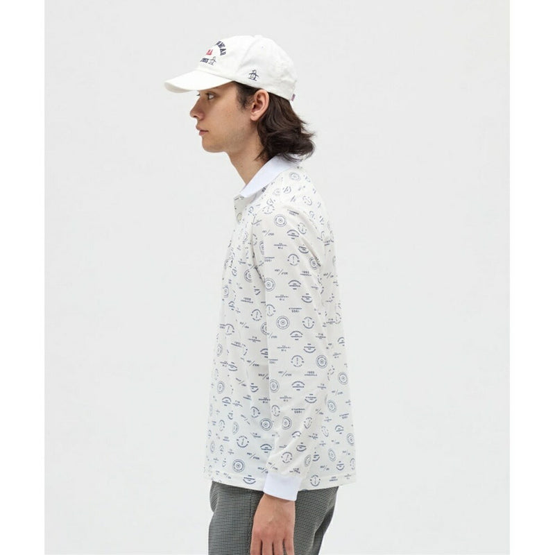 ベストスポーツ Munsingwear（マンシングウェア）製品。Munsingwear ロゴ総柄プリント長袖ポロシャツ 25FW MG5FLS80M