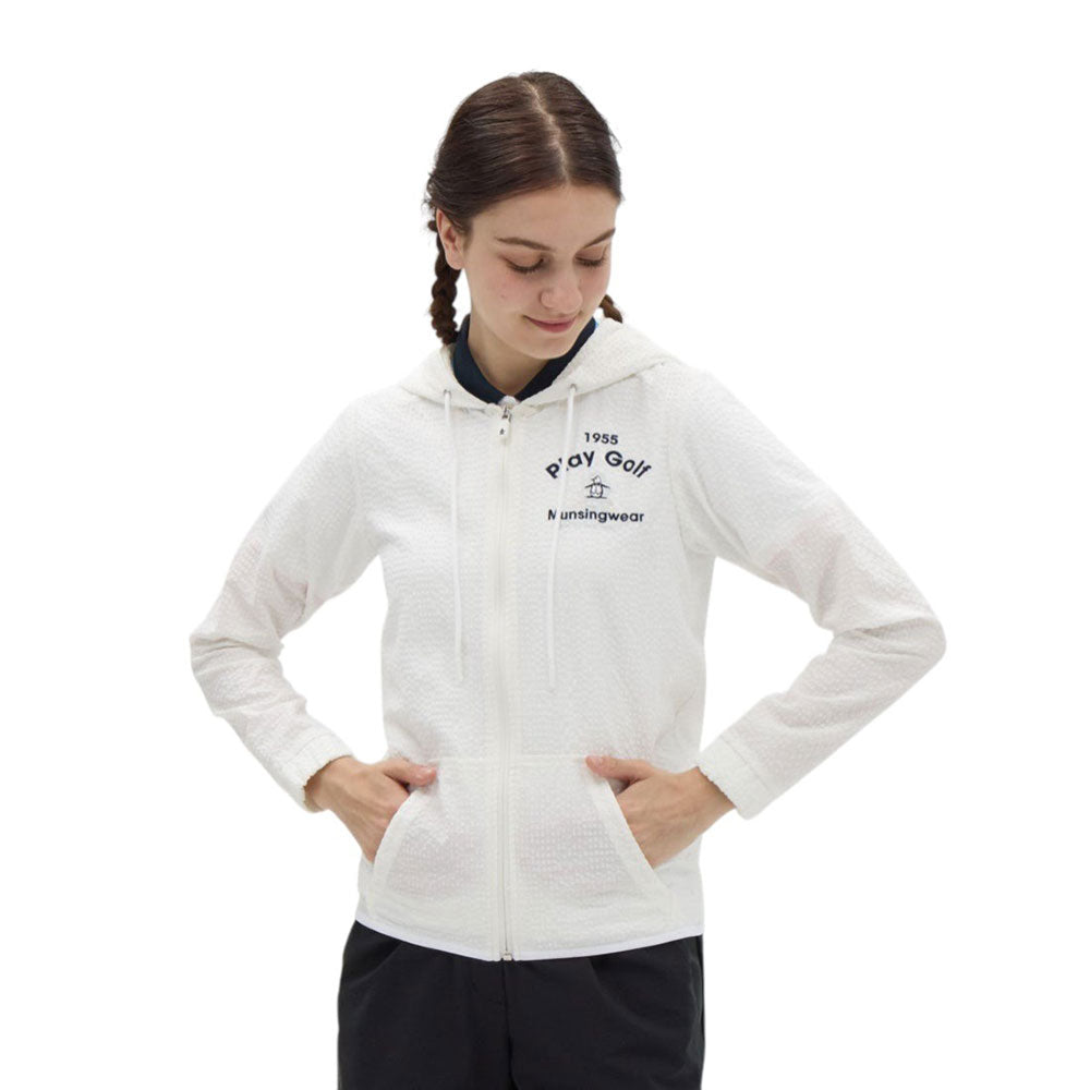 Munsingwear ストレッチブロック柄長袖前開きフーディ 25FW