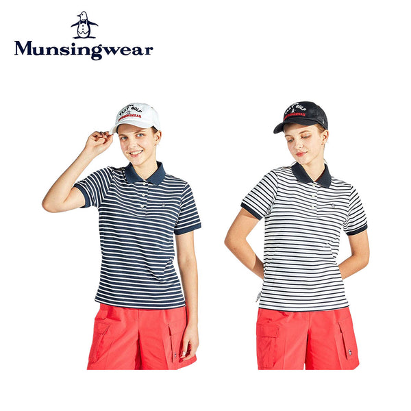 Munsingwear（マンシングウェア） Munsingwear（マンシングウェア）製品。Munsingwear SEASON COLLECTION SUNSCREEN 先染めボーダー鹿子半袖ポロシャツ 25SS MG5SHS52L