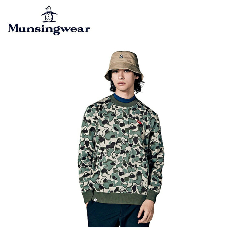 ベストスポーツ Munsingwear（マンシングウェア）製品。Munsingwear ENVOY 3Colors Penguin logo ゴルフコースカモフラ ジャカードセーター 23FW MEMWJL03P