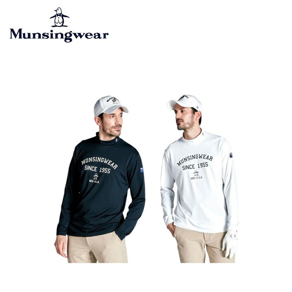 ゴルフ - ウェア - メンズ Munsingwear（マンシングウェア）製品。Munsingwear 吸汗速乾 ストレッチ ロゴプリント長袖モックネックシャツ 24FW MG4FLS82M