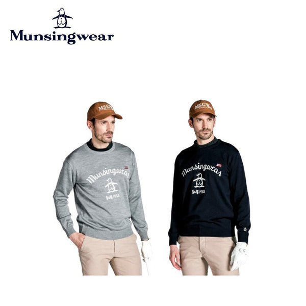 ゴルフ - ウェア - メンズ Munsingwear（マンシングウェア）製品。Munsingwear インターシャロゴクルーネックセーター 24FW MG4FST21M