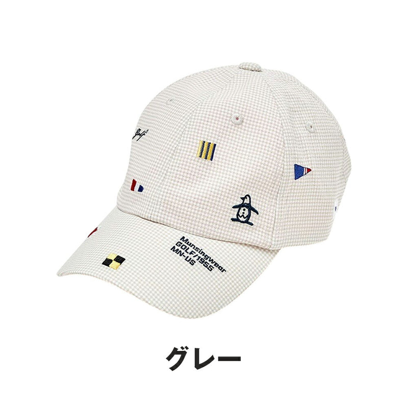 ベストスポーツ Munsingwear（マンシングウェア）製品。Munsingwear ギンガムチェックサッカー素材 フラッグ飛び柄刺しゅうキャップ 25SS MG5SCP02L