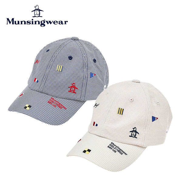 商品 Munsingwear（マンシングウェア）製品。Munsingwear ギンガムチェックサッカー素材 フラッグ飛び柄刺しゅうキャップ 25SS MG5SCP02L