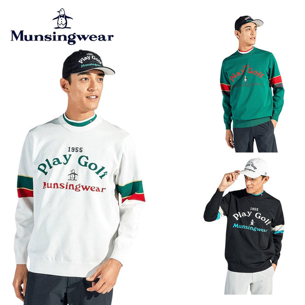 ゴルフ用品 2025年春夏 Munsingwear（マンシングウェア）製品。Munsingwear ロゴ柄インターシャ クルーネックセーター 25SS MG5SST51M