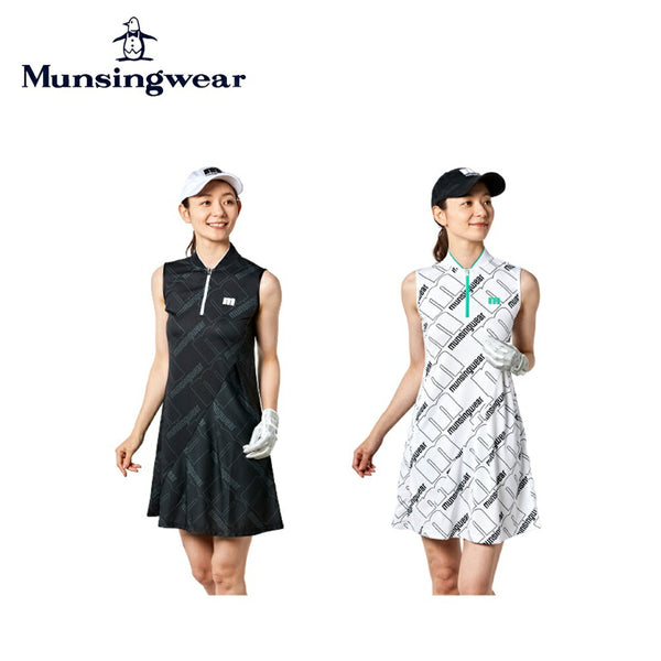 セール品 Munsingwear（マンシングウェア）製品。Munsingwear ENVOY 吸汗速乾SUNSCREENフレームロゴプリントワンピース 23SS MEWVJJ02