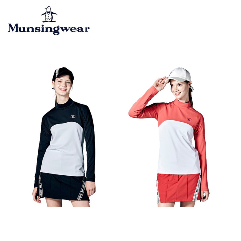 ベストスポーツ Munsingwear（マンシングウェア）製品。Munsingwear ENVOY 防風裏起毛 ネオンロゴ モックネック長袖シャツ 23FW MEWWJB03