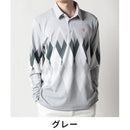ベストスポーツ Munsingwear（マンシングウェア）製品。Munsingwear SEASON COLLECTION HEATNAVIアーガイルパネルプリント長袖シャツ 23FW MGMWJB07