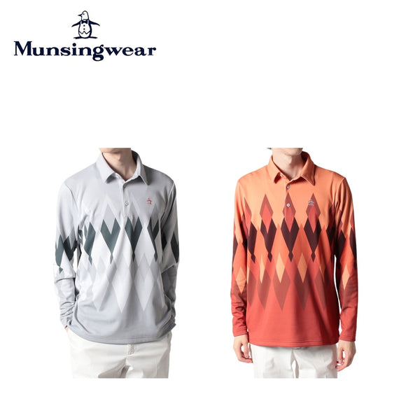 ゴルフ - ウェア - メンズ Munsingwear（マンシングウェア）製品。Munsingwear SEASON COLLECTION HEATNAVIアーガイルパネルプリント長袖シャツ 23FW MGMWJB07