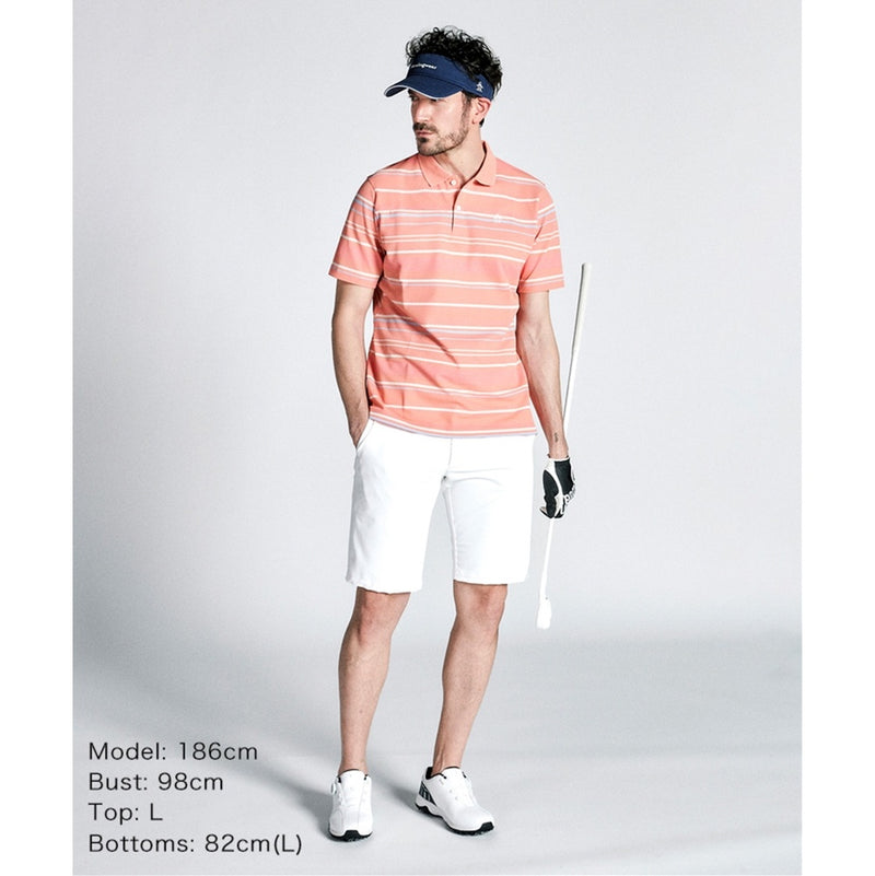 ベストスポーツ Munsingwear（マンシングウェア）製品。Munsingwear SEASON COLLECTION SUNSCREEN リネン混ボーダー 半袖ポロシャツ 24SS MGMXJA15