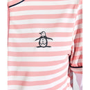 ベストスポーツ Munsingwear（マンシングウェア）製品。Munsingwear SUNSCREEN 先染めボーダー半袖スタンドジップシャツ 24SS MGWXJA06