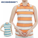 ベストスポーツ Rosasen（ロサーセン）製品。Rosasen 裏カノコ先染めボーダーノースリーブポロシャツ 23SS 0452847242024