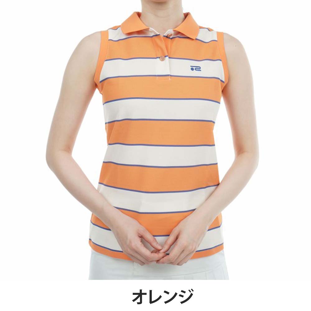Rosasen 裏カノコ先染めボーダーノースリーブポロシャツ 23SS