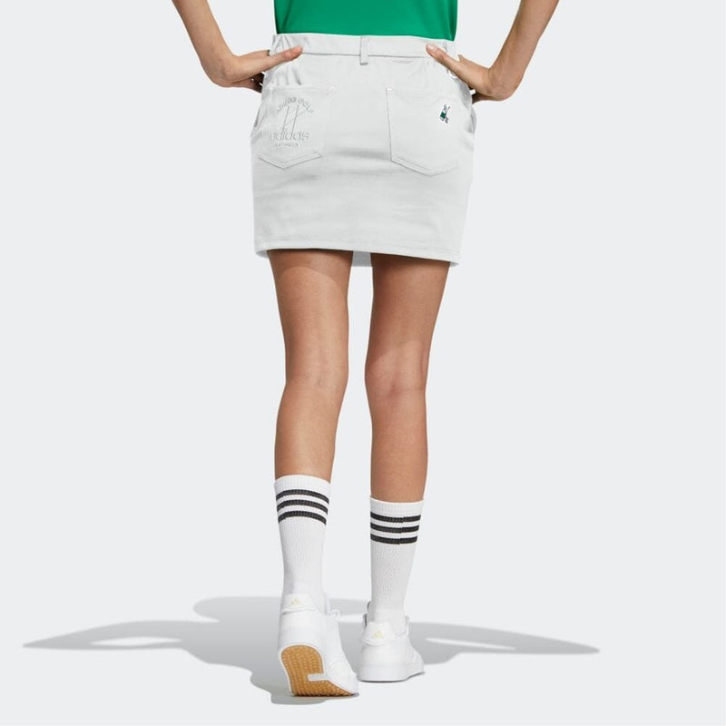 ベストスポーツ adidas（アディダス）製品。adidas アディダス レディース ゴルフウェア スカート PG ストレッチスカート NMJ54 23SS 春夏 吸汗速乾 ストレッチ inner pant一体型 ポンチ素材 ポリエステル ポリウレタン グリーン ホワイト