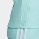 ベストスポーツ adidas（アディダス）製品。adidas アディダス レディース ゴルフウェア シャツ スリーストライプス SSモックネックシャツ NMJ69 23SS 春夏 吸汗速乾 ストレッチ ポリエステル ポリウレタン コーラルフュージョン クリアアクア ホワイト