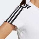 ベストスポーツ adidas（アディダス）製品。adidas アディダス レディース ゴルフウェア シャツ スリーストライプス SSモックネックシャツ NMJ69 23SS 春夏 吸汗速乾 ストレッチ ポリエステル ポリウレタン コーラルフュージョン クリアアクア ホワイト