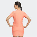 ベストスポーツ adidas（アディダス）製品。adidas アディダス レディース ゴルフウェア シャツ スリーストライプス SSモックネックシャツ NMJ69 23SS 春夏 吸汗速乾 ストレッチ ポリエステル ポリウレタン コーラルフュージョン クリアアクア ホワイト