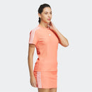 ベストスポーツ adidas（アディダス）製品。adidas アディダス レディース ゴルフウェア シャツ スリーストライプス SSモックネックシャツ NMJ69 23SS 春夏 吸汗速乾 ストレッチ ポリエステル ポリウレタン コーラルフュージョン クリアアクア ホワイト