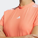 ベストスポーツ adidas（アディダス）製品。adidas アディダス レディース ゴルフウェア シャツ スリーストライプス SSモックネックシャツ NMJ69 23SS 春夏 吸汗速乾 ストレッチ ポリエステル ポリウレタン コーラルフュージョン クリアアクア ホワイト