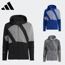 ベストスポーツ adidas（アディダス）製品。adidas アディダス メンズ ゴルフウェア ジャケット ビックアディダスロゴ ダンボールニット 長袖フルジップフーディー NMJ92 23SS 春夏 レギュラーフィット ジップポケット 伸縮性 ポリエステル ポリウレタン