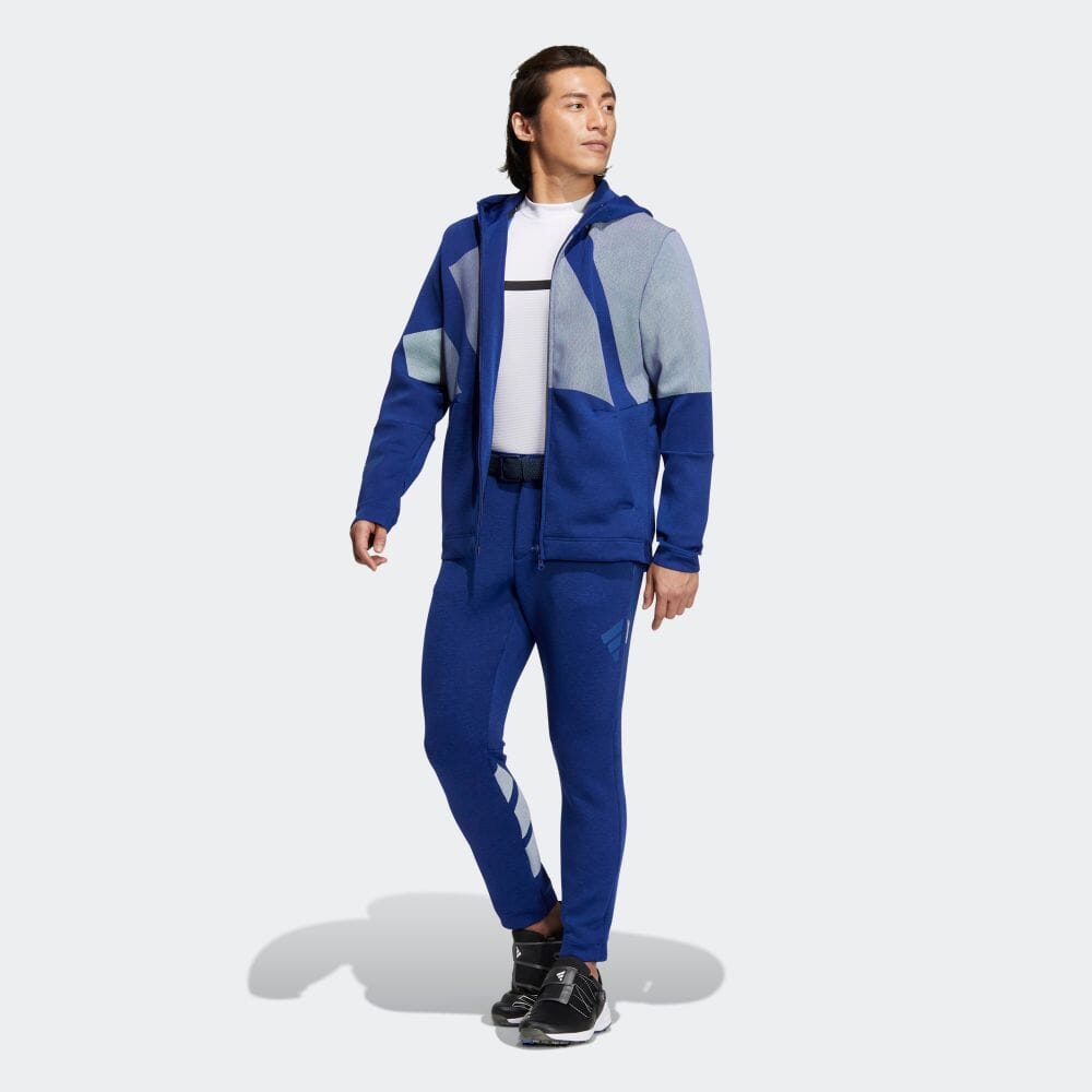 【美品】adidas　アディダス　ダンボールニット フード付きセット ブルー adidas（アディダス） ビックアディダスロゴ ダンボールニット 長袖