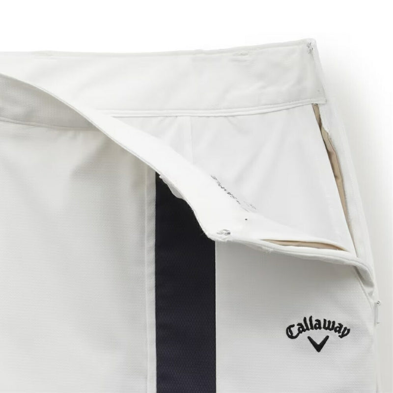 ベストスポーツ Callaway（キャロウェイ）製品。Callaway キャロウェイ レディース ゴルフウェア スカート ハイストレッチドビーインナーショートパンツドッキング型スカート C23128205 23SS 春夏 ホワイトのみ透け防止 脇ジップ付き エンブレム刺繍