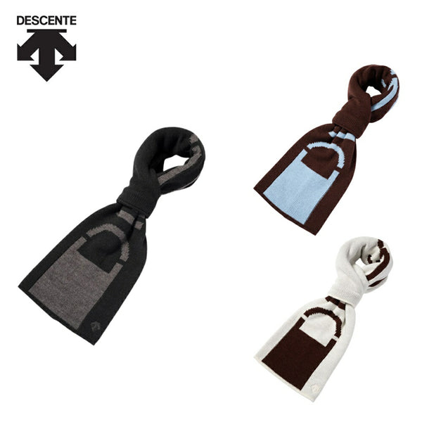 DESCENTE（デサント） DESCENTE（デサント）製品。DESCENTE デサント メンズ ゴルフウェア マフラー ロゴジャカードニットコンパクトマフラー DGBUJK00 22FW 秋冬 保温 ネクタイタイプ ブラック ブラウン ホワイト