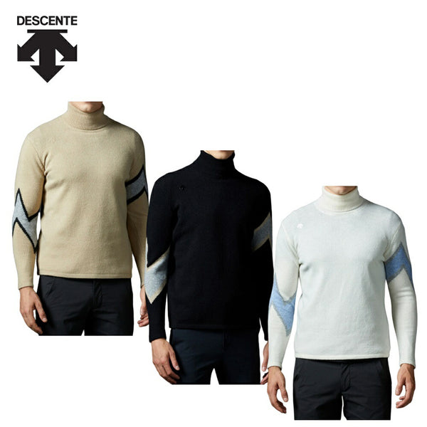DESCENTE（デサント） DESCENTE（デサント）製品。DESCENTE デサント メンズ ゴルフウェア セーター アクリルウールインターシャセーター DGMUJL06 22FW 秋冬 両袖切り替えデザイン ベージュ ブラック ホワイト