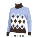 ベストスポーツ DESCENTE（デサント）製品。DESCENTE デサント レディース ゴルフウェア セーター 幾何学柄インターシャ タートルネック セーター? DGWUJL11 22FW 秋冬 切り替えデザイン ポリエステル アクリル 毛 ポリウレタン