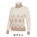 ベストスポーツ DESCENTE（デサント）製品。DESCENTE デサント レディース ゴルフウェア セーター 幾何学柄インターシャ タートルネック セーター? DGWUJL11 22FW 秋冬 切り替えデザイン ポリエステル アクリル 毛 ポリウレタン